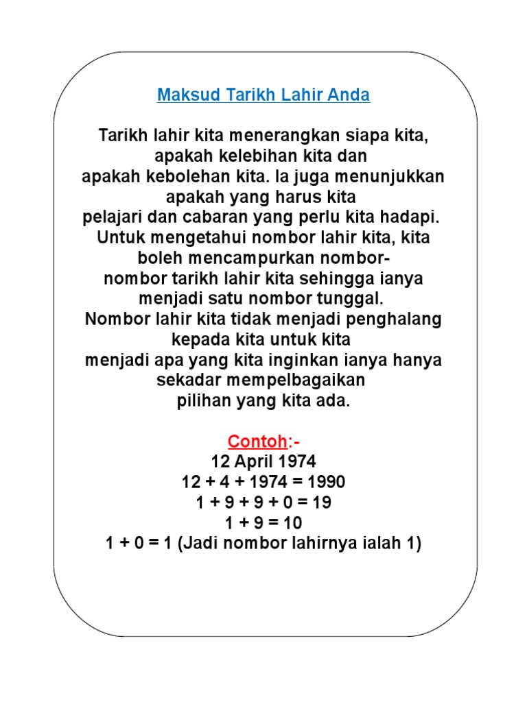 Maksud Tarikh Lahir Anda | PDF