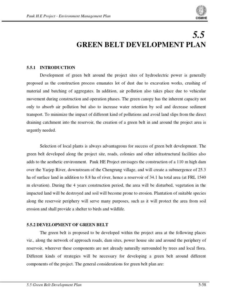 5.5 Green Belt Development Plan PDF Trees Plantation