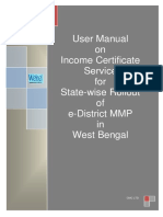 User Manual On Income Certificate Service For State-Wise Rollout of E-District MMP in West Bengal
