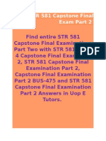 Uop E Tutors - STR 581 Capstone Final Exam Part 2 Answers