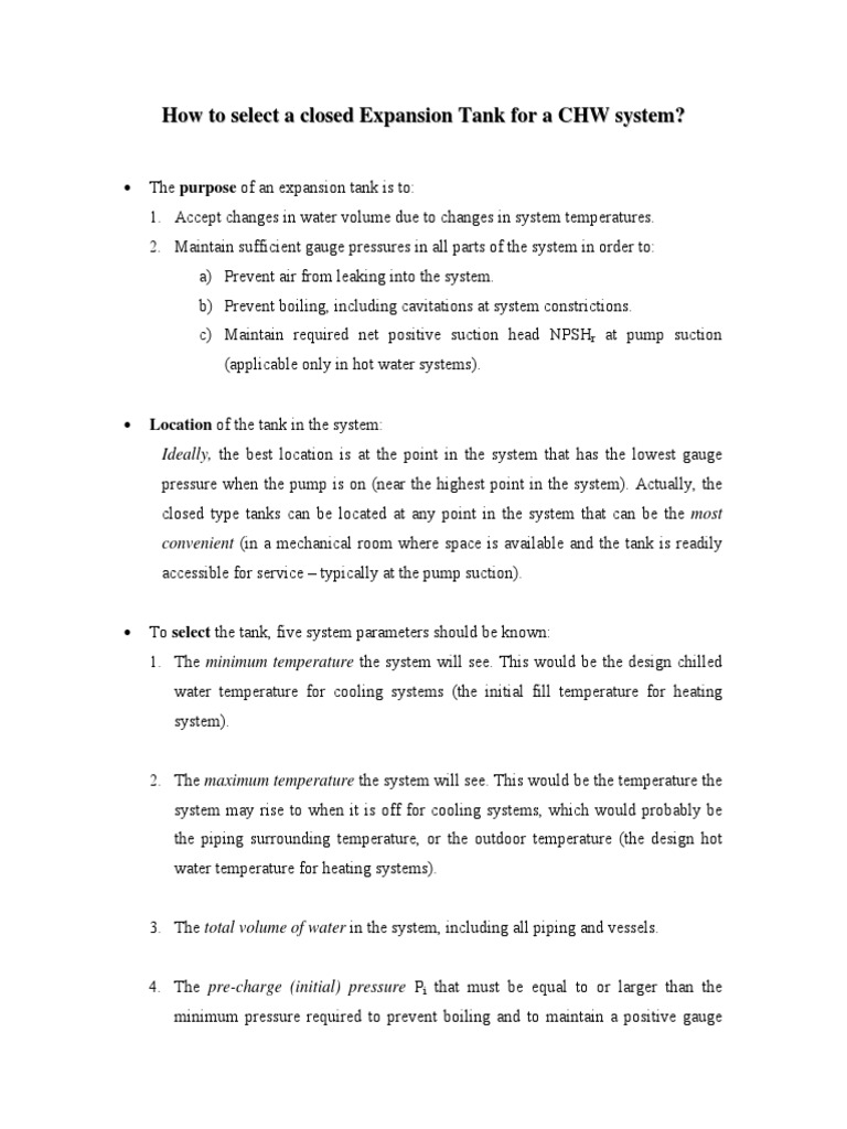 Expansion Tank Selection PDF PDF