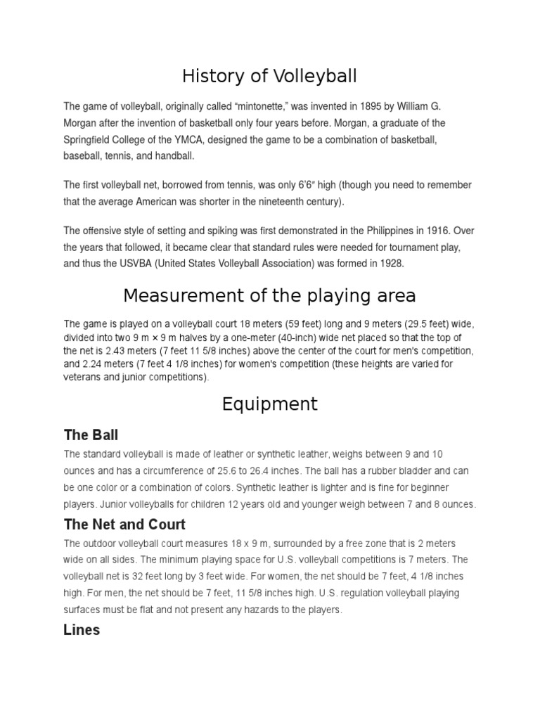 History of Volleyball PDF Volleyball Hand