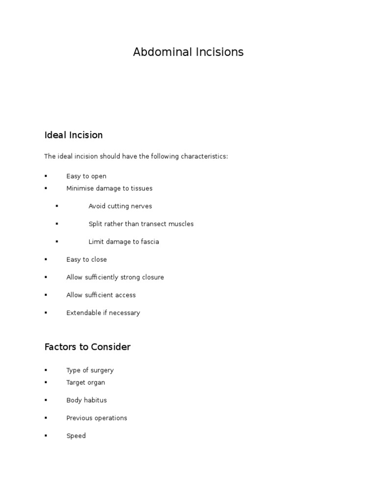 Abdominal Incisions | PDF | Wellness | Science & Mathematics