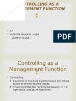 Controlling As A Management Function: by Bushra Manair, Mba (Summit Bank)
