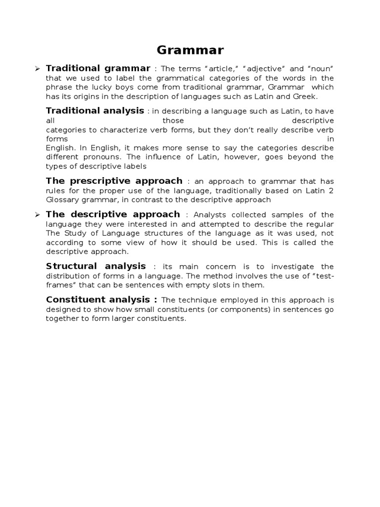 Understanding Grammar Approaches | PDF | Language Arts & Discipline ...