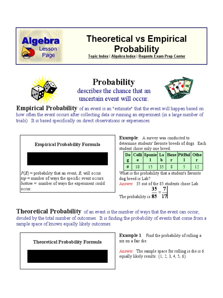 Theoretical vs empirical probability pdf probability algebra