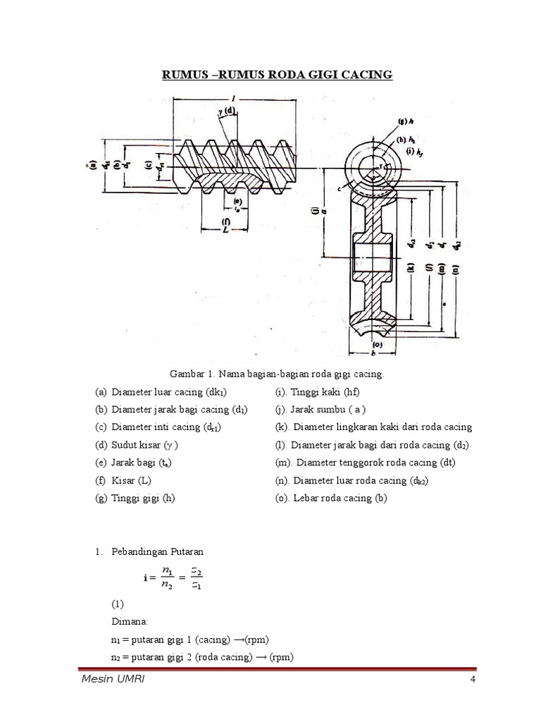 Rumus Roda Gigi Cacing dan Perhitungan | PDF | Sains & Matematika ...