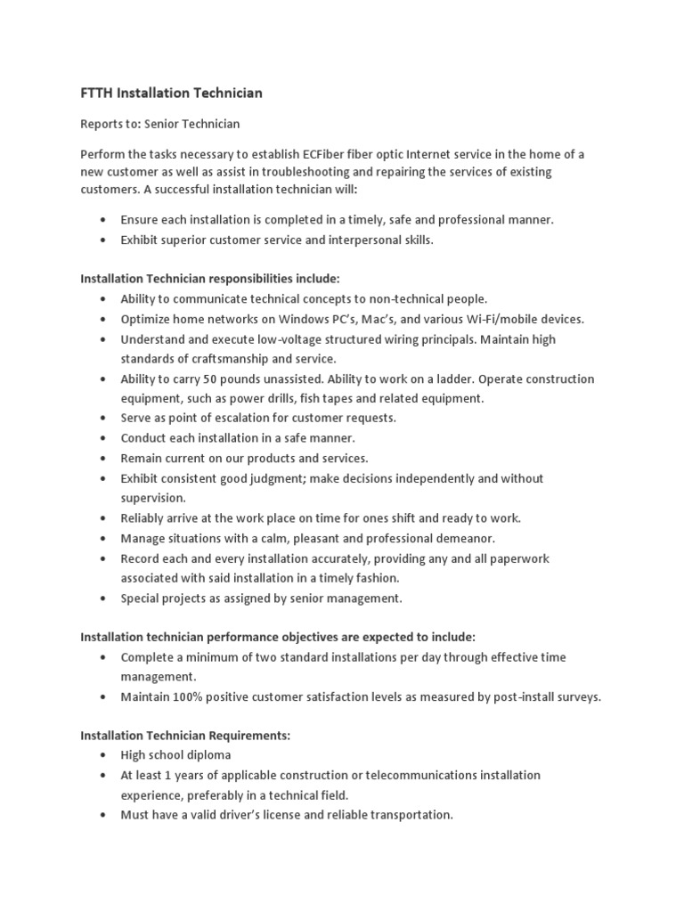 Posting Installer Description | PDF | Fiber To The X | Telecommunication