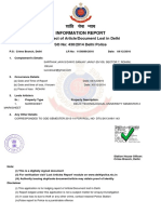 Information Report: in Respect of Article/Document Lost in Delhi SO No: 430/2014 Delhi Police