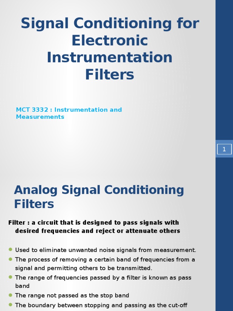 Signal Conditioning Filters Electronic Filter Low Pass Filter