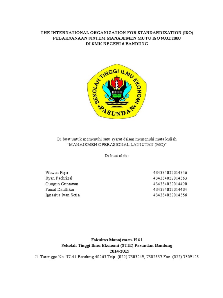  Contoh Cover Skripsi  Stie Pasundan Pejuang Skripsi 