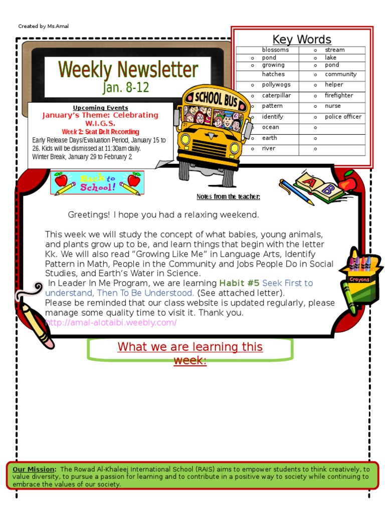 Weekly Learning Overview for Pre-K | PDF | Foreign Language Studies ...