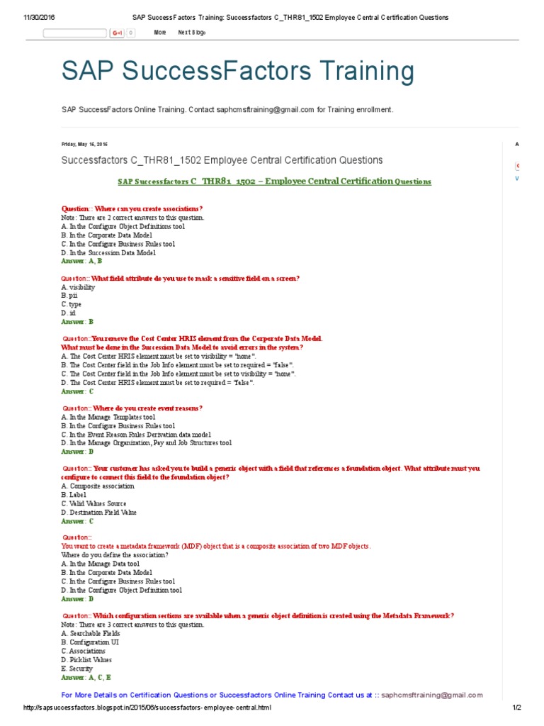 C_THR81_1502 Certification Questions Guide | PDF | Metadata | Data Model