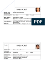 Passport: Name and Surname SEX Birthdate School Profession Hobbie