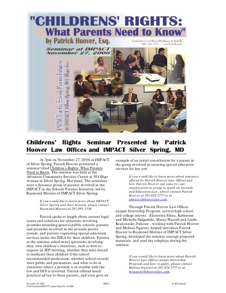 Children's Rights Seminar Overview | PDF | Behavior Modification | Learning