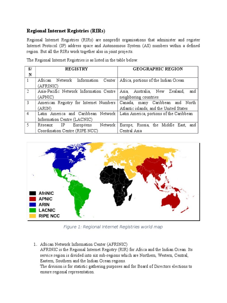 Regional Internet Registries Overview | PDF | Domain Name | Domain Name ...