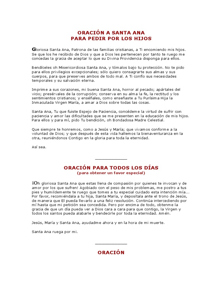Oración A Santa Ana PDF María, madre de Jesús Gracia