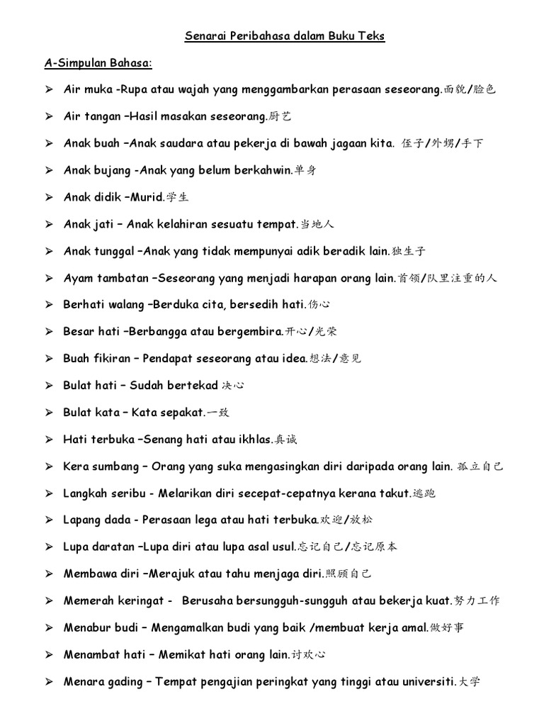 Senarai Peribahasa Standard 2 Pdf
