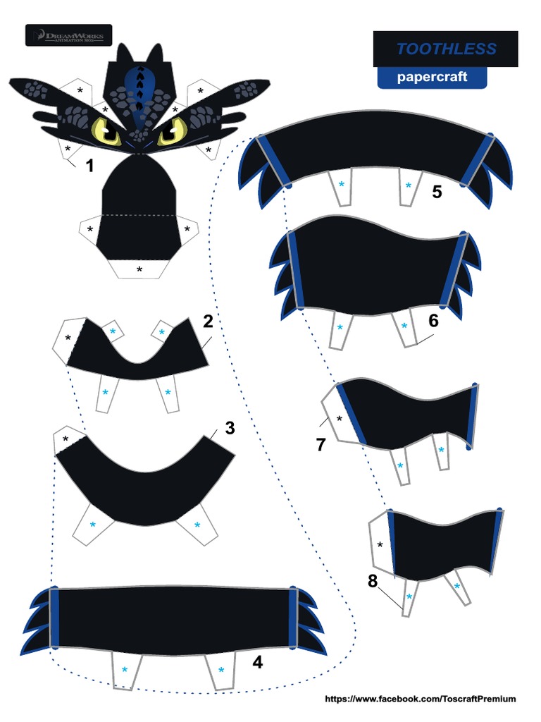 Toothless Papercraft Template PDF | PDF