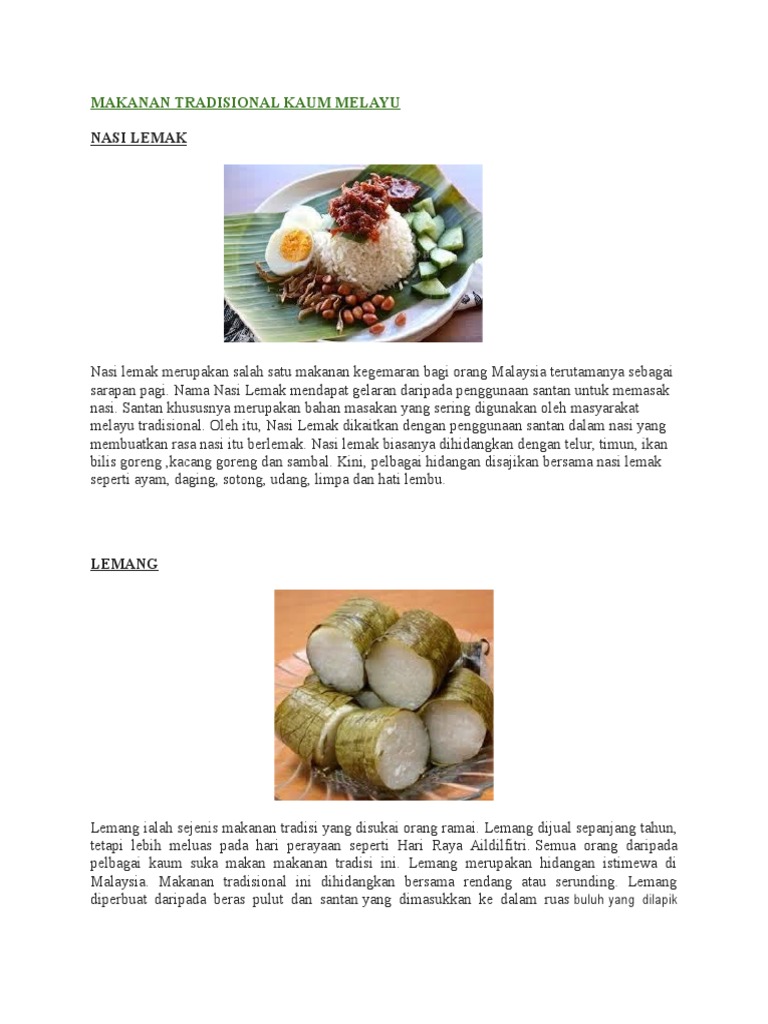 Makanan Tradisional Kaum Melayu