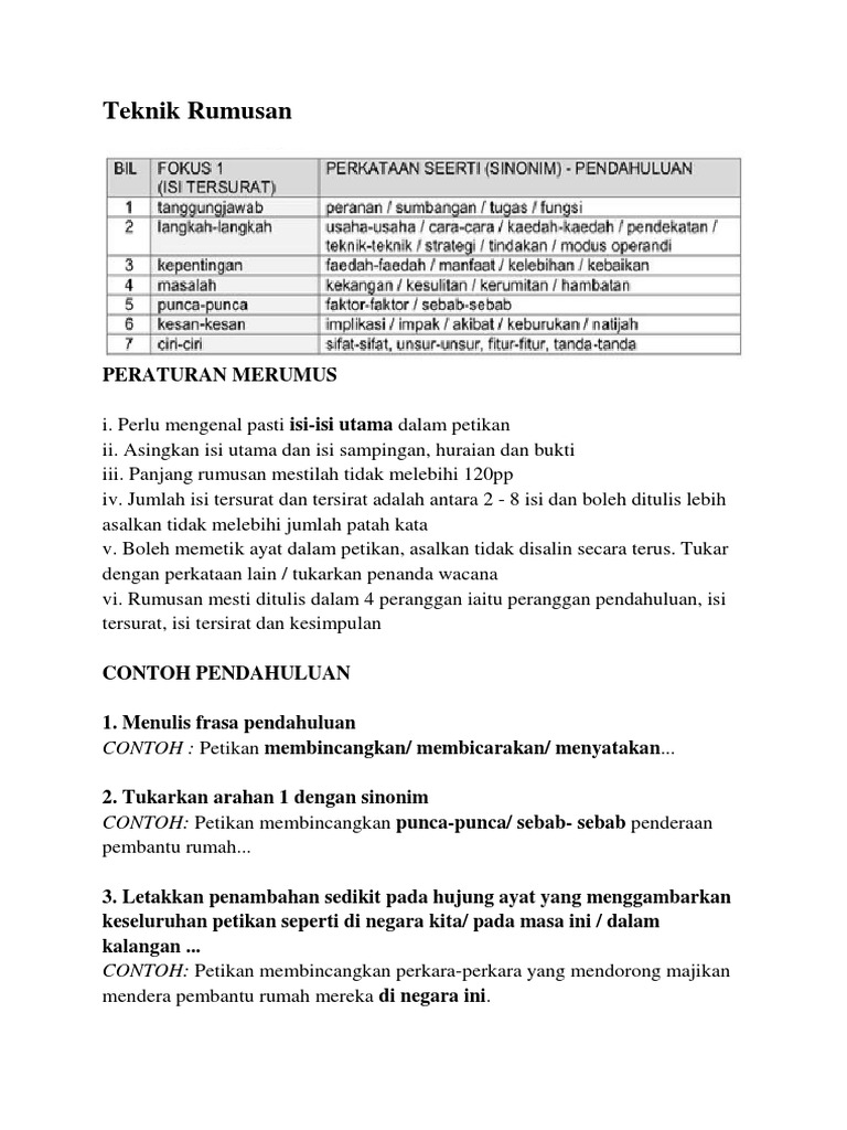 Teknik Rumusan