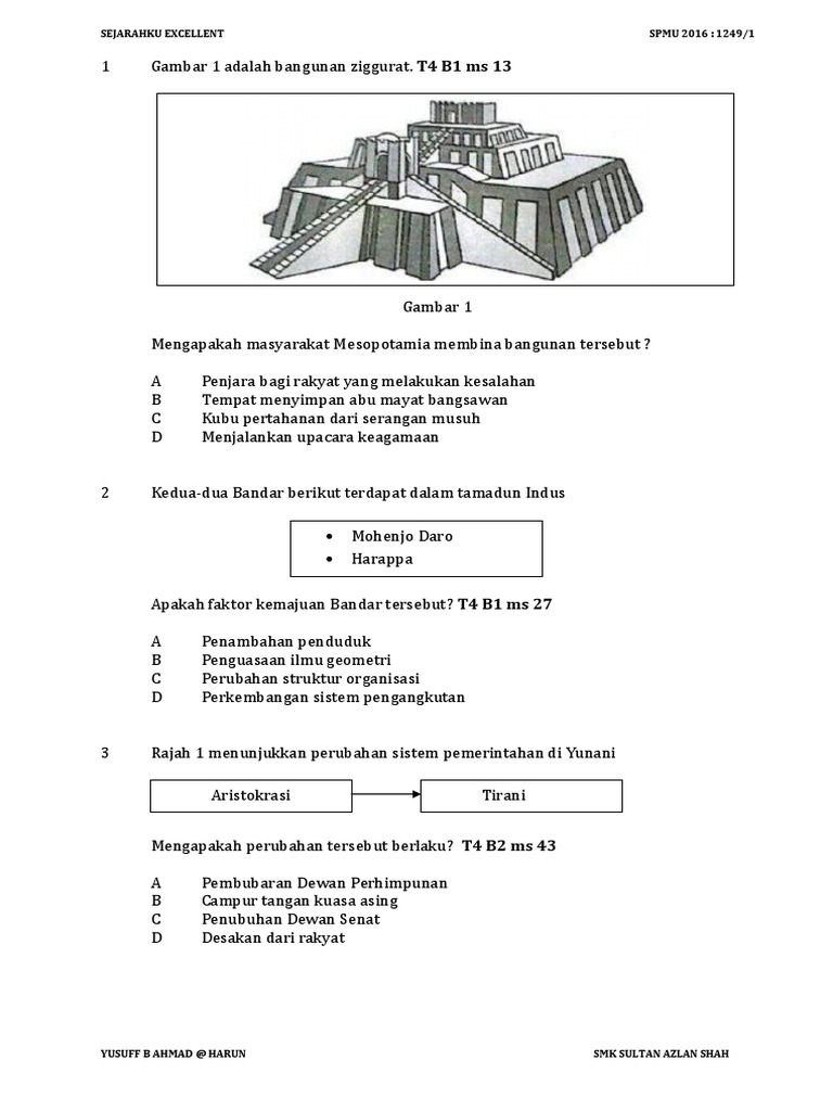 Soalan Kbat Sejarah Tingkatan 4 Tamadun Indus - Contoh Now