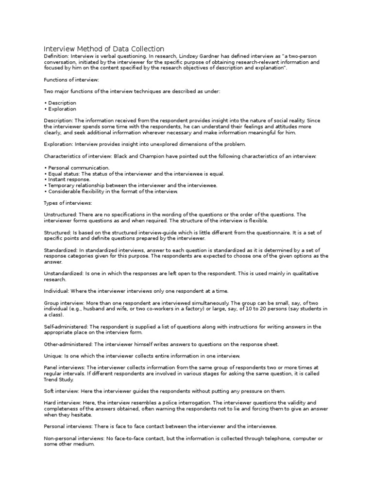 Interview Method of Data Collection | Interview | Qualitative Research