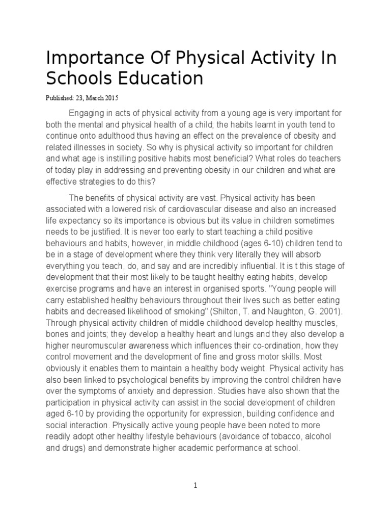 Importance of Physical Activity in Schools | PDF | Obesity | Youth