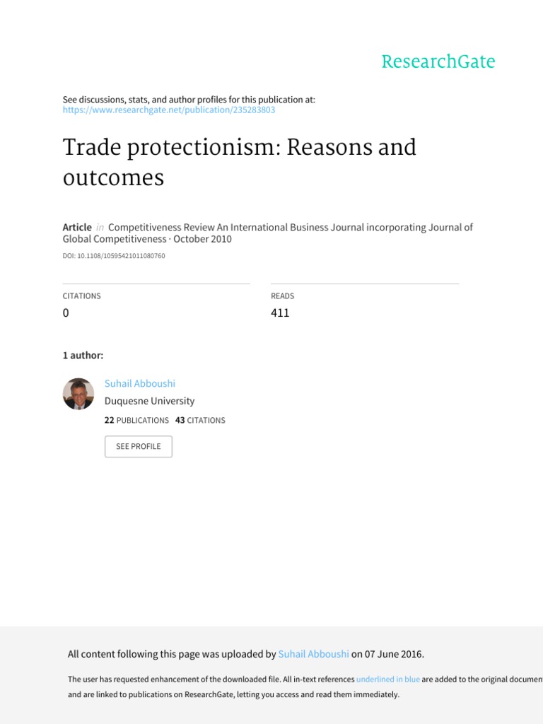2010 Trade Protectionism - Reasons and Outcomes | PDF | Protectionism ...