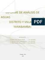 Informe Analisis de Aguas Para Consumo Human Ode Yarabamba, Arequipa, Peru
