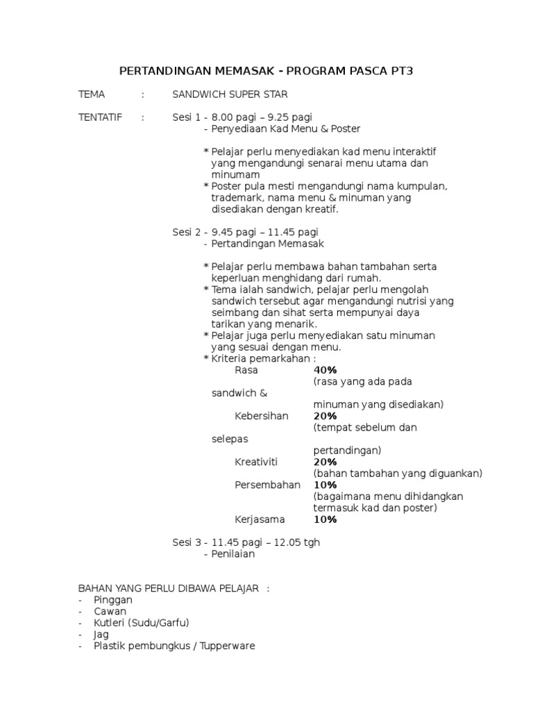Pertandingan Memasak Pdf