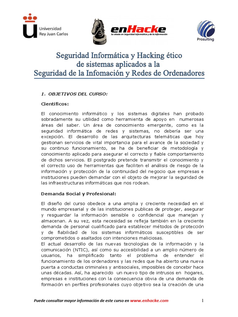 Curso de Seguridad Informática y Hacking | PDF | La seguridad ...