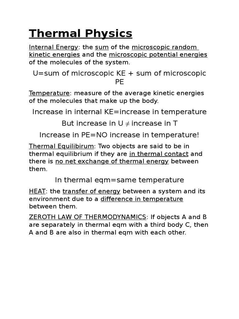 Key Concepts in Thermal Physics | PDF | Temperature | Systems Theory