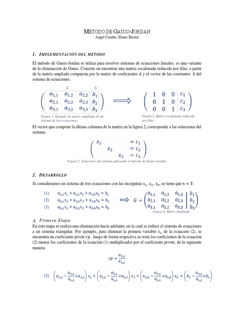 Metodo GaussJordan MATLAB PDF Matriz (Matemáticas) Análisis numérico