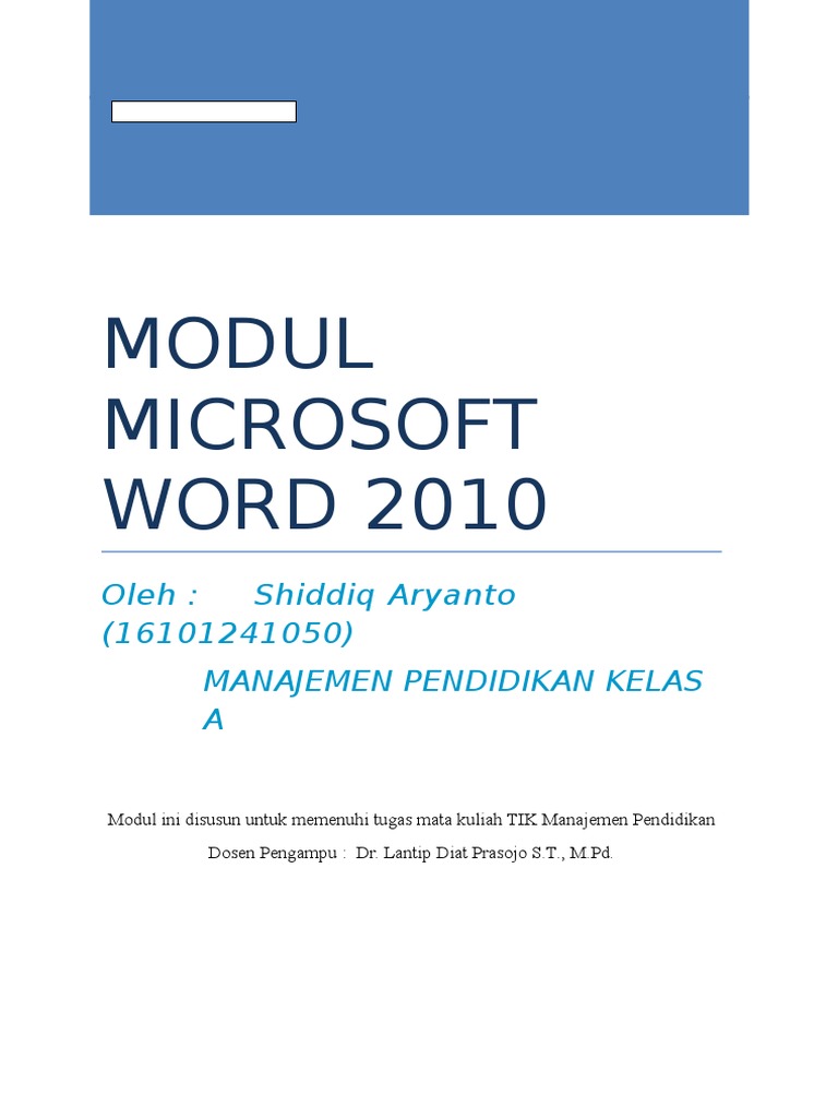 Modul microsoft word 2010 pdf