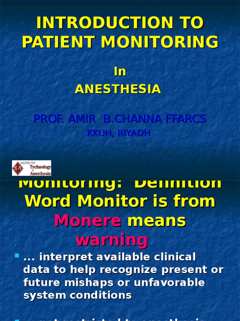 Patient Monitoring1370 | PDF | Anesthesia | Monitoring (Medicine)