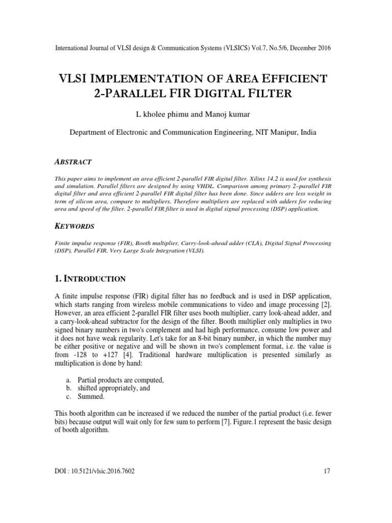 Area Efficient 2-Parallel FIR Filter | PDF | Applied Mathematics ...