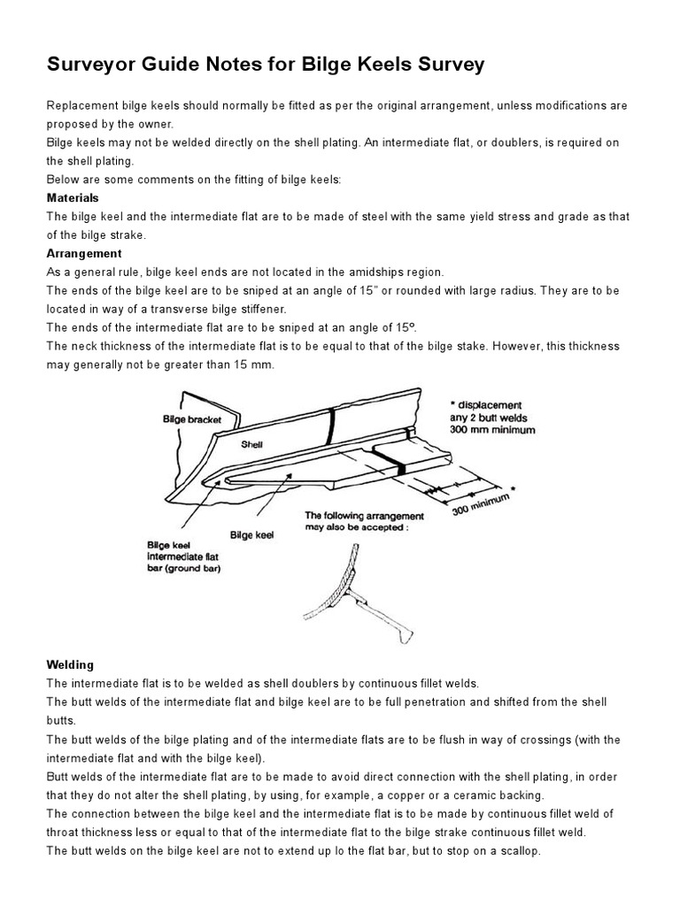 Marine Survey Practice Surveyor Guide Notes For Bilge Keels Survey PDF