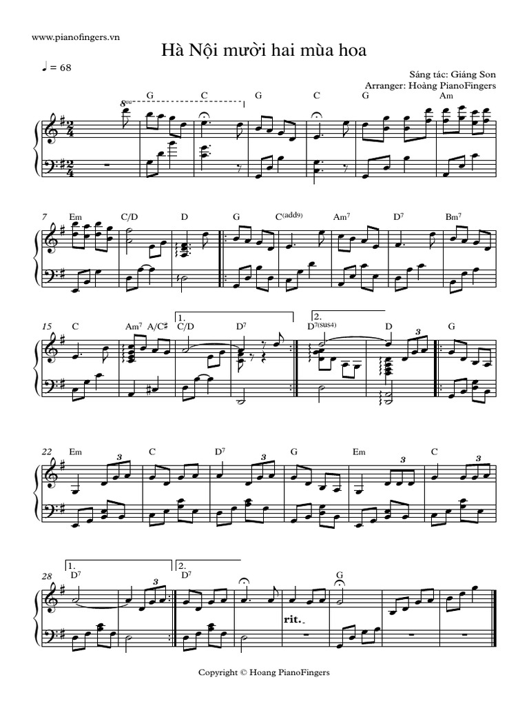 Hà N I Mư I Hai Mùa Hoa - Full Score | PDF - Scribd