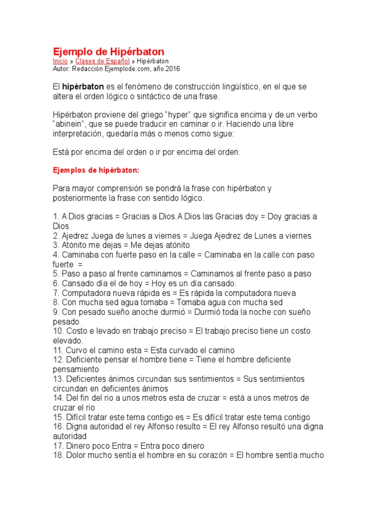 Ejemplo de Hipérbaton | PDF | Ajedrez | Juegos y actividades