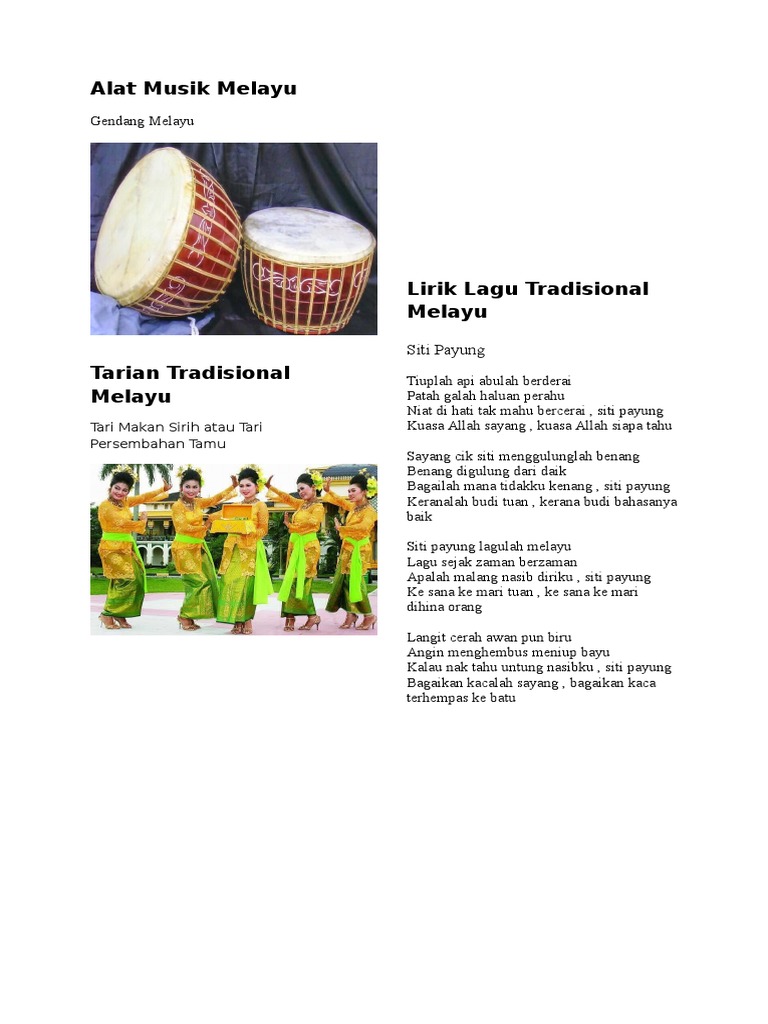 Lagu tradisional melayu lirik