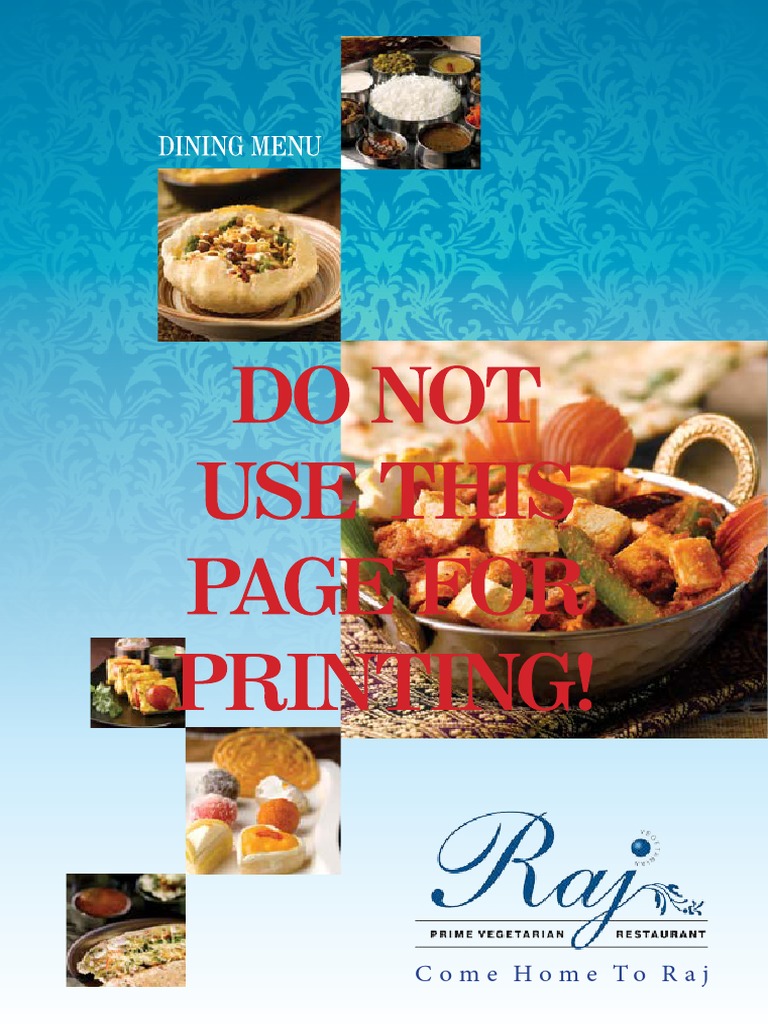 Raj Restaurant Menu | PDF | Indian Cuisine | Curry