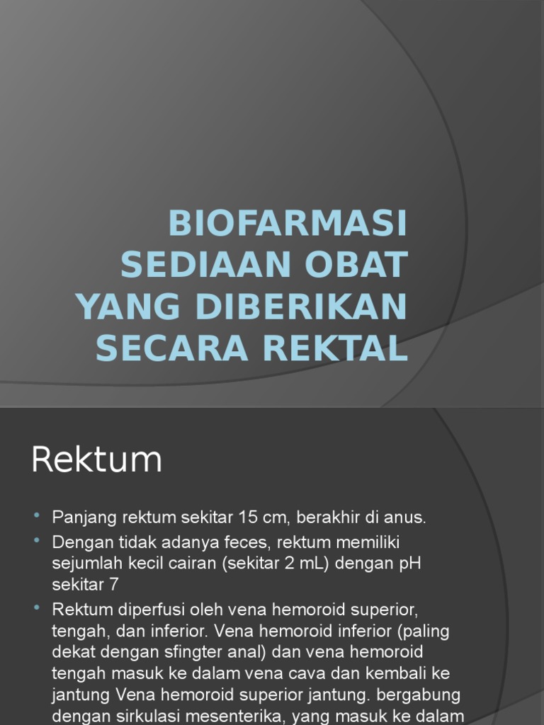 Biofarmasi Sediaan Rektal Kuliah 9 | PDF