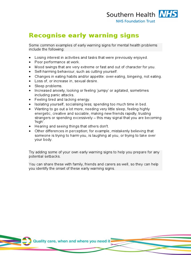 Early Warning Signs PDF