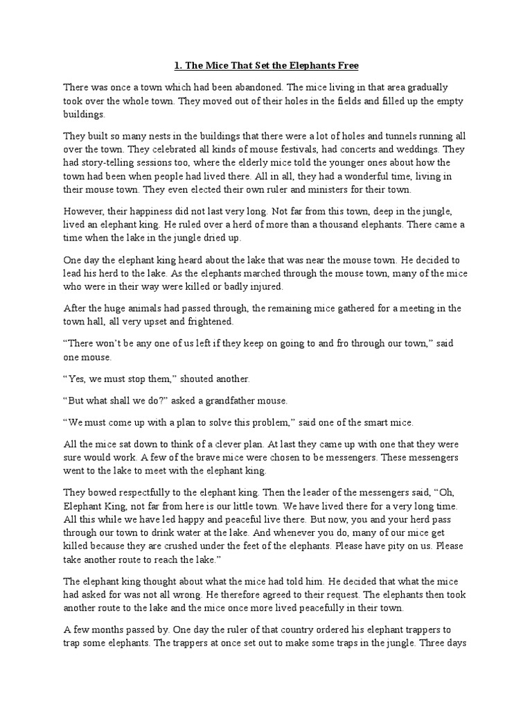 Mice Save Elephants: A Moral Tale | PDF | Poetry