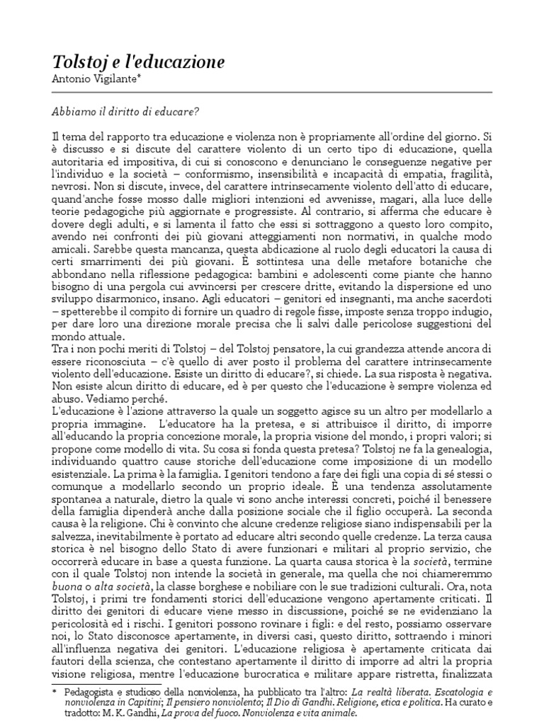 Per Tolstoj L Educazione E