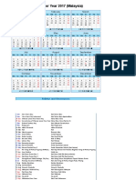 Year 2017 Calendar - Malaysia