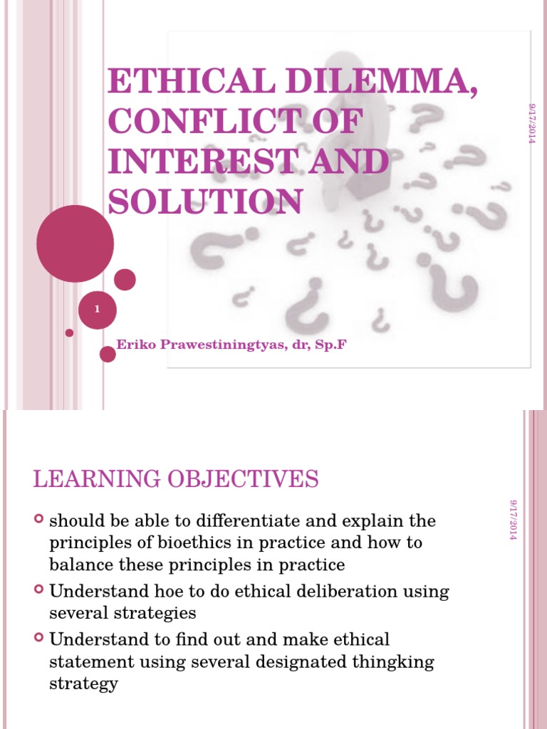2014 Ep, Ethical Dilemma, Conflict of Interest and Solution | PDF ...