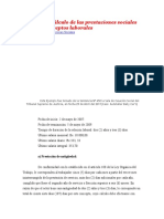 Ejemplo de Cálculo de Las Prestaciones Sociales y Demás Conceptos Laborales