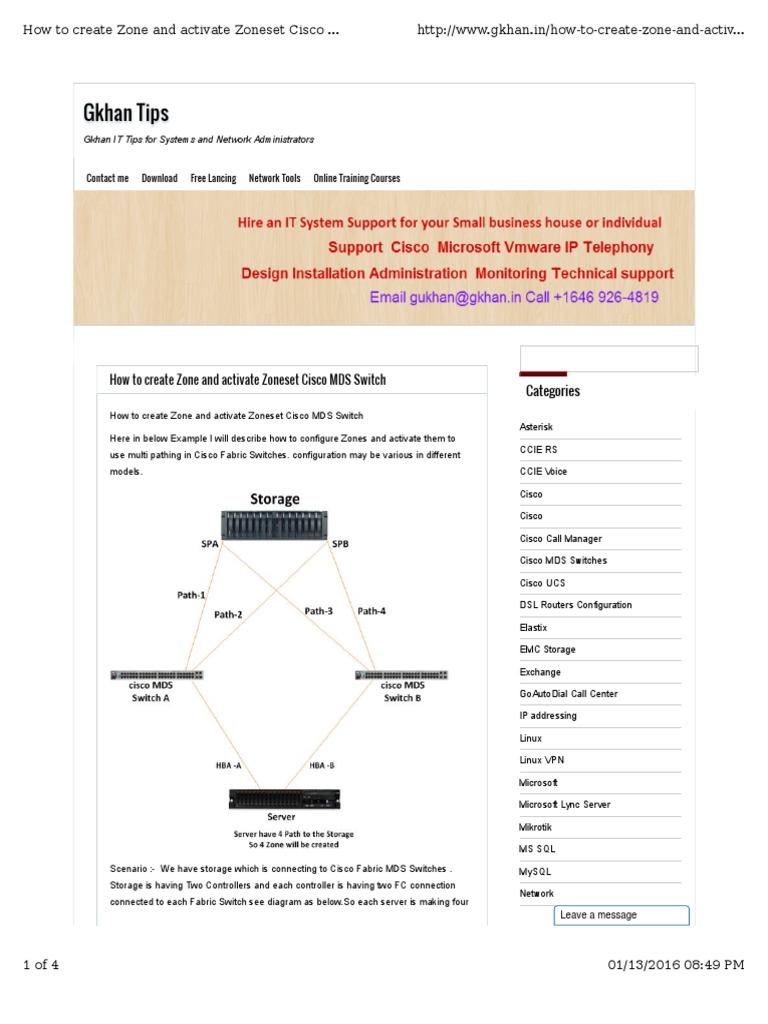 How To Create Zone and Activate Zoneset Cisco MDS Switch PDF Cisco